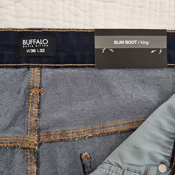 Buffalo By David Bitton Men's Size W36 L32 Slim Boot King Stretch Fit Jeans NWT - Picture 14 of 16